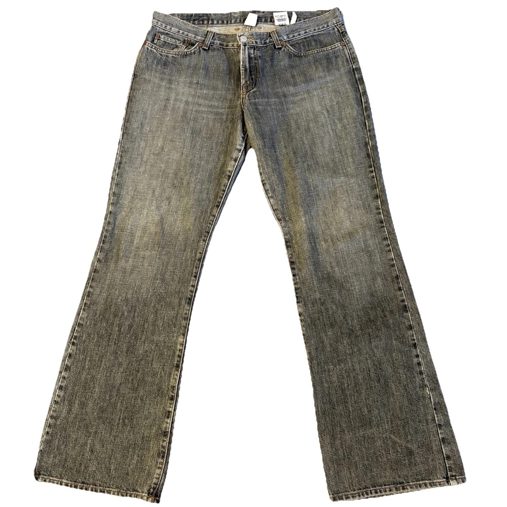 Vintage 90s Lucky Brand Jeans Womens Black 12/31 Mid Rise Flare Distressed‎ USA